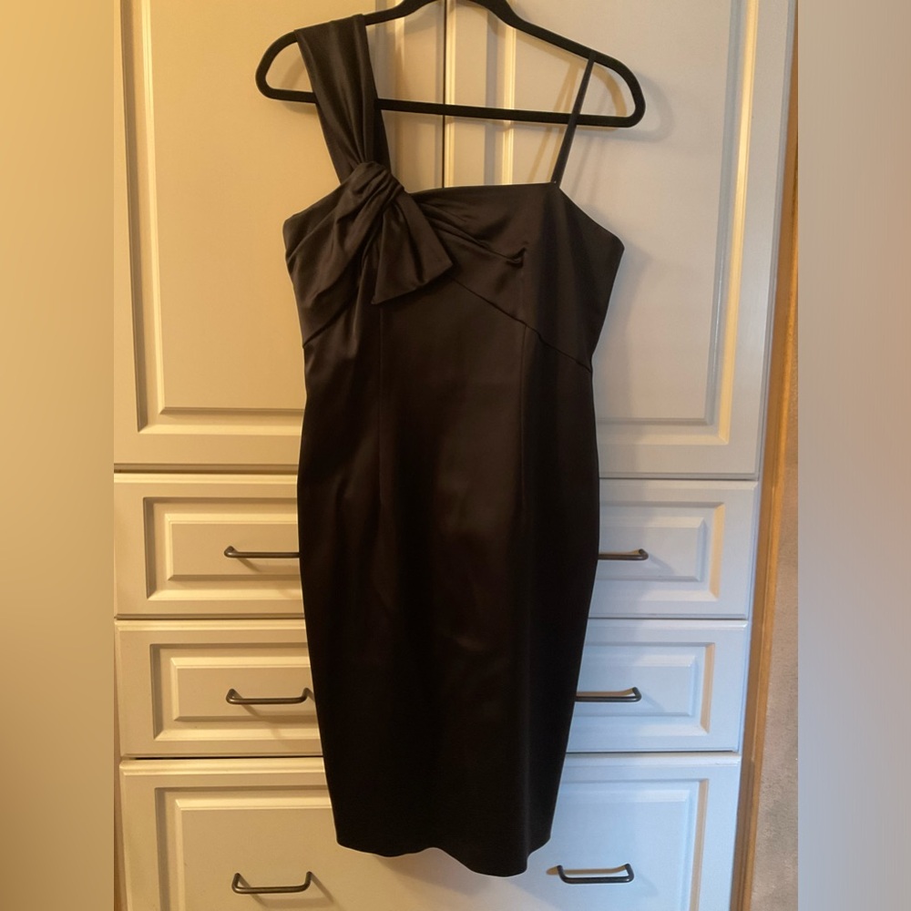 DAVID MEISTER NWOT Black built in bustiers One Shoulder Cocktail Dress